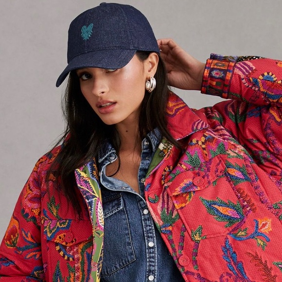 Anthropologie Accessories - Kerri Rosenthal @ Anthropologie Pop Heart Baseball Cap - Denim - One Size - New